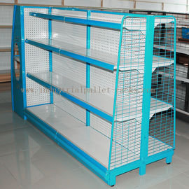 Гондола Shelving голубой светлый стеллаж для выставки товаров обязанности с ячеистой сетью или стороной доски стали
